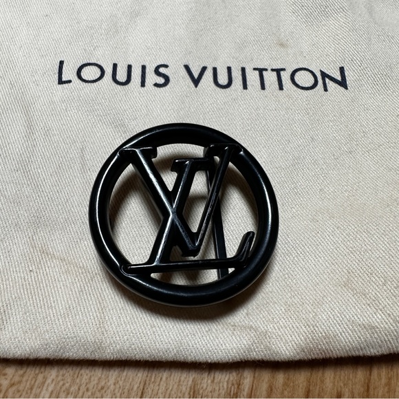 LOUIS VUITTON CEINTURE CIRCLE MATTE BLACK BUCKLE REVERSIBLE LEATHER BELT - Picture 9 of 10